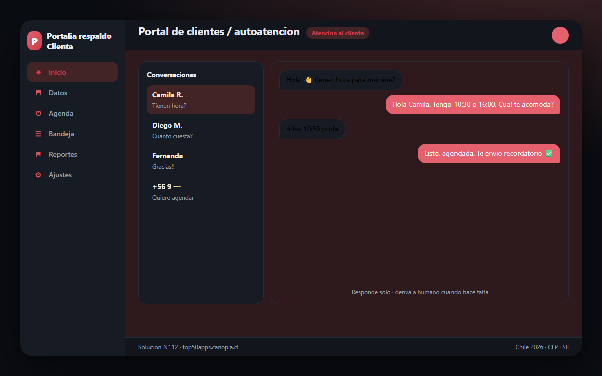 Vista previa de Portal de clientes / autoatencion