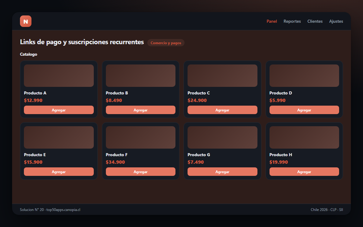 Vista previa de Links de pago y suscripciones recurrentes