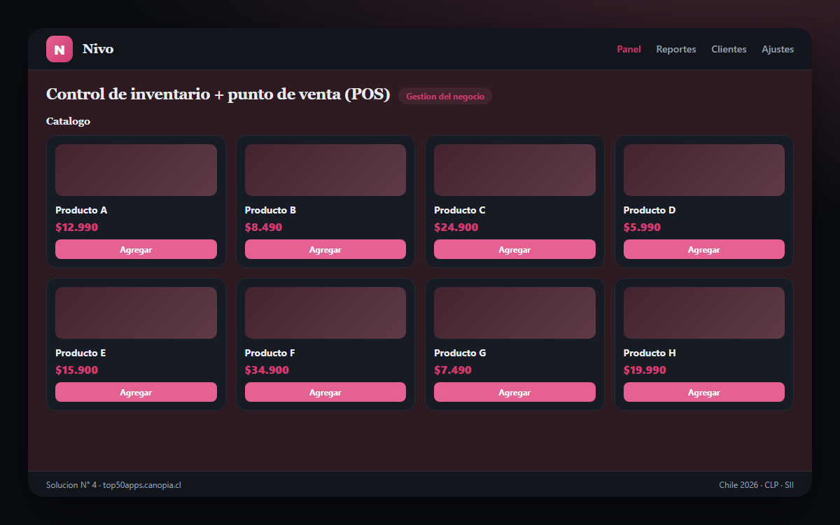 Vista previa de Control de inventario + punto de venta (POS)