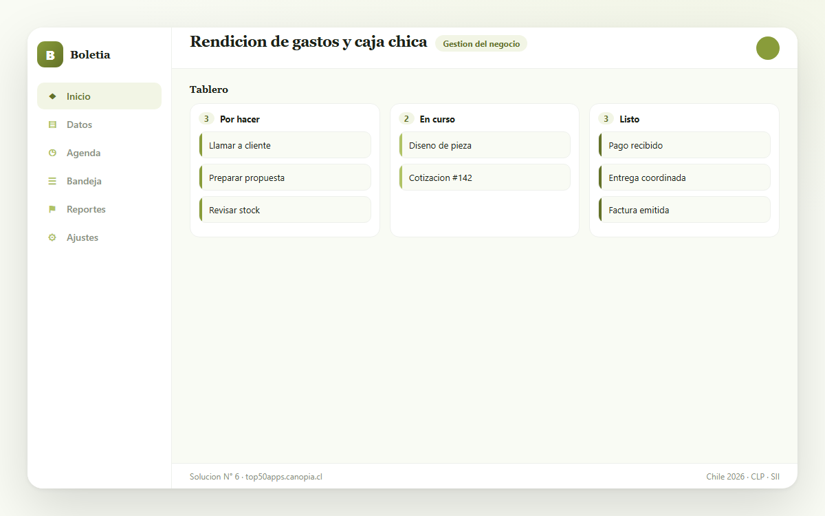 Vista previa de Rendición de gastos y caja chica