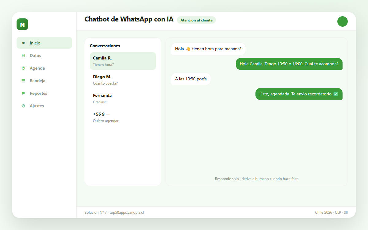 Vista previa de Chatbot de WhatsApp con IA